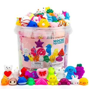 100 Pack Mochi Squishies Toys Set, Fun And Cute Party Favors For Kids,Stress R