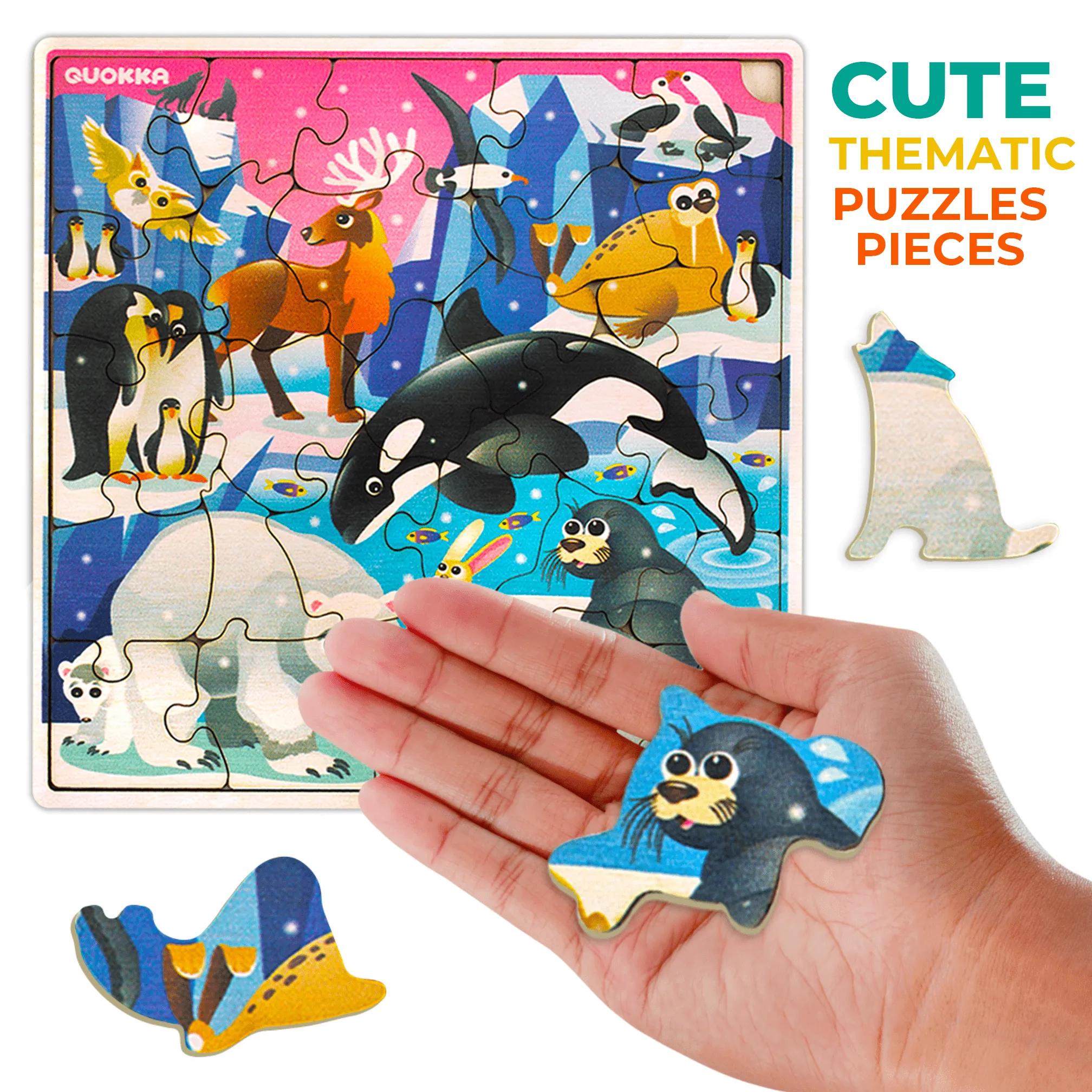 28 Pieces Wooden Puzzles for Kids | Polar Animal