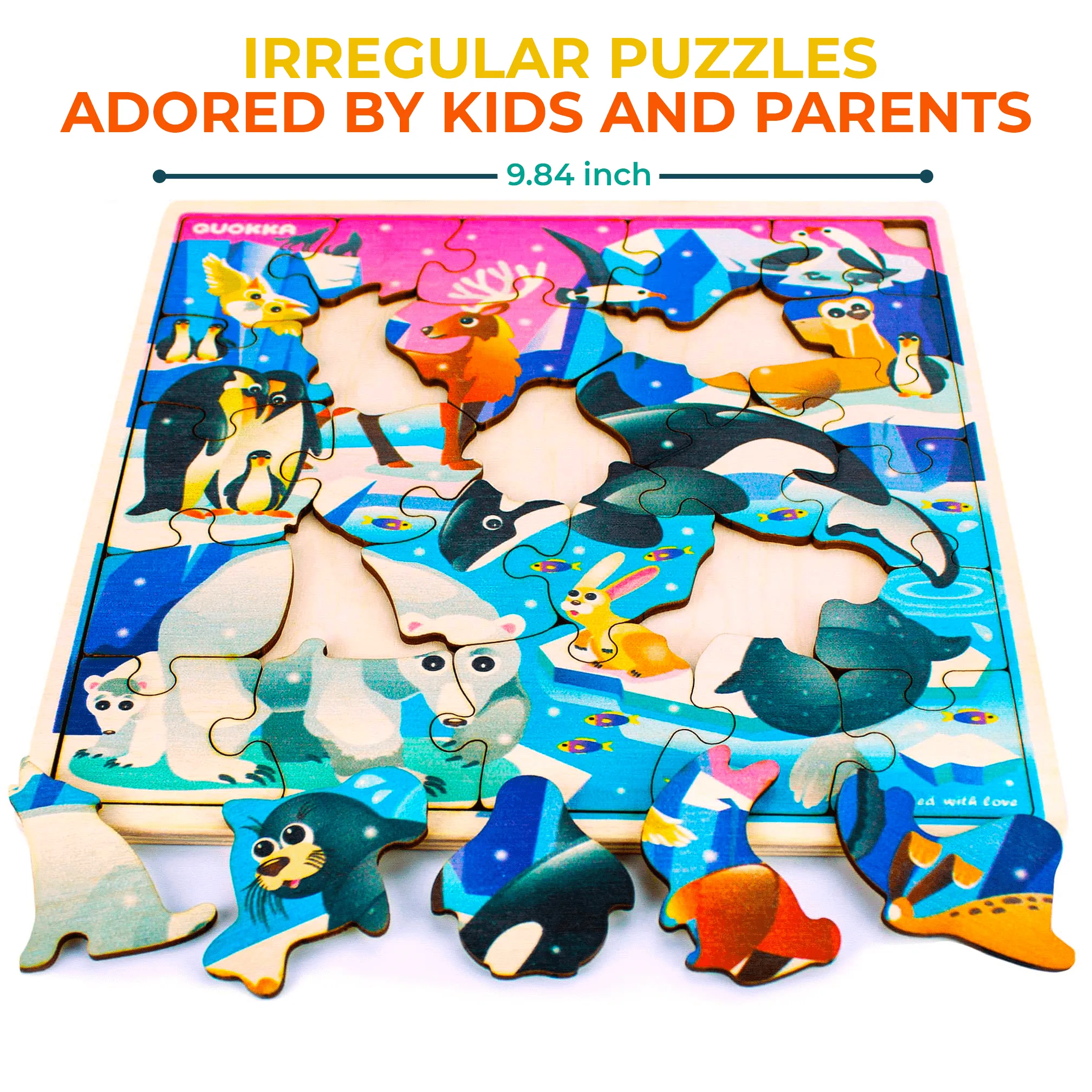 28 Pieces Wooden Puzzles for Kids | Polar Animal