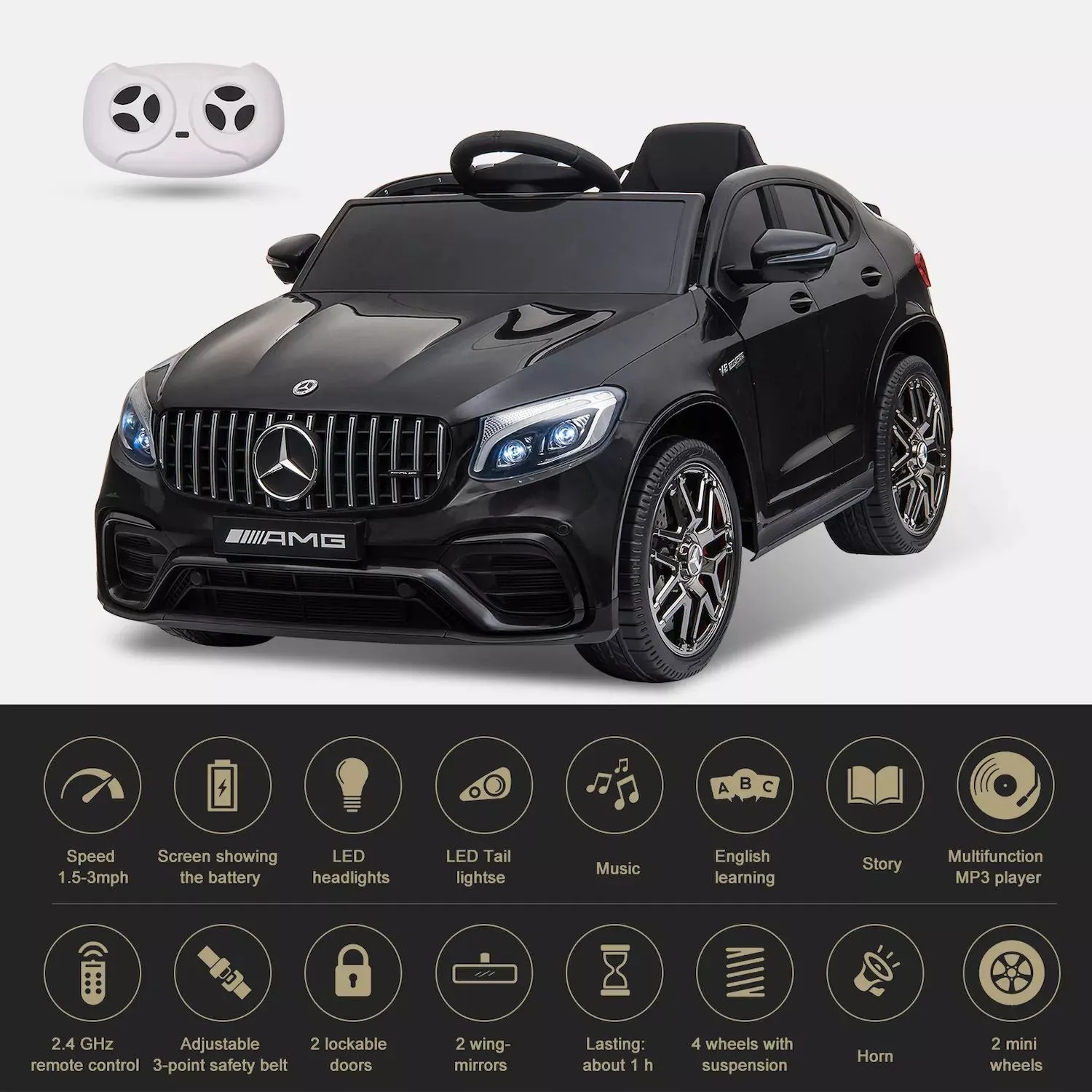 Aosom 12V Remote Control Toy Car for Children Mercedes Benz AMG GLC63S Coupe 2 Speed with Music Electric Light Red Aosom ,  white