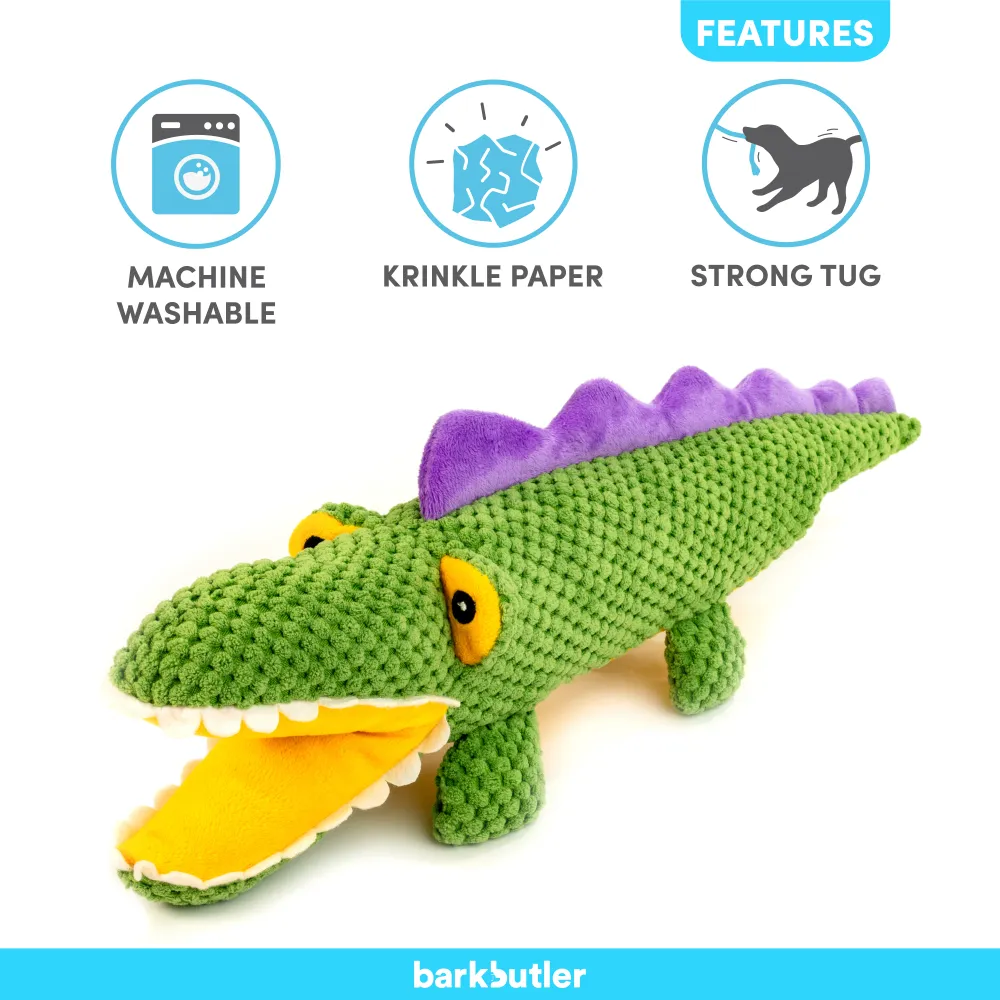 Barkbutler Aly The Gator Plush Toy for Dogs | For Medium Chewers (Green)