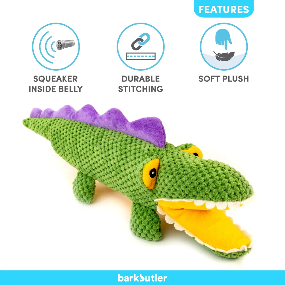 Barkbutler Aly The Gator Plush Toy for Dogs | For Medium Chewers (Green)