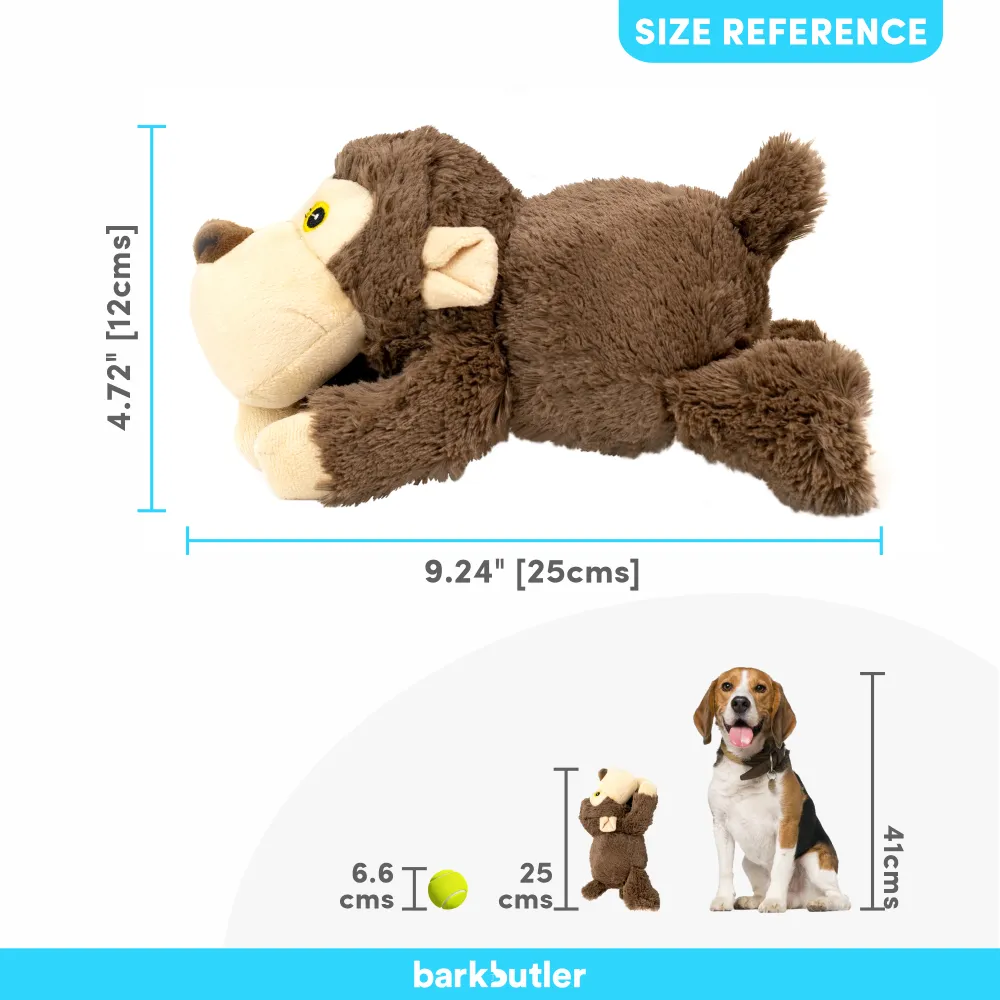 Barkbutler Boh The Bear Plush Toy for Dogs | For Medium Chewers (Brown)