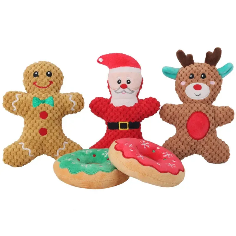 Christmas Themed Plush Dog Toys - Squeaky, Soft, and Fun