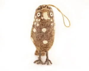 De Kulture Handmade Premium Wool Felt Owl (Hanging) Eco Friendly Needle Felted Christmas Xmas Tree Decoration Stuffed Ornament for Home Office Party Holiday Décor, 2x2x4 (LWH) Inches