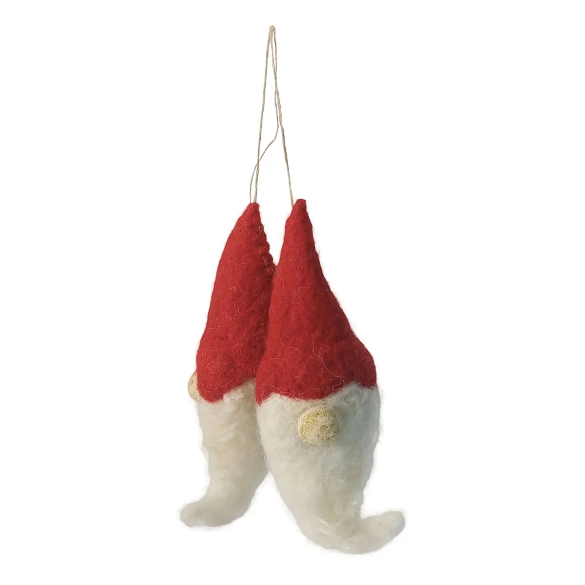 De Kulture Handmade Premium Wool Felt Santa Claus Eco Friendly Needle Felted Christmas Xmas Tree Decoration Stuffed Ornament for Home Office Party Holiday Décor, (Set of 2)