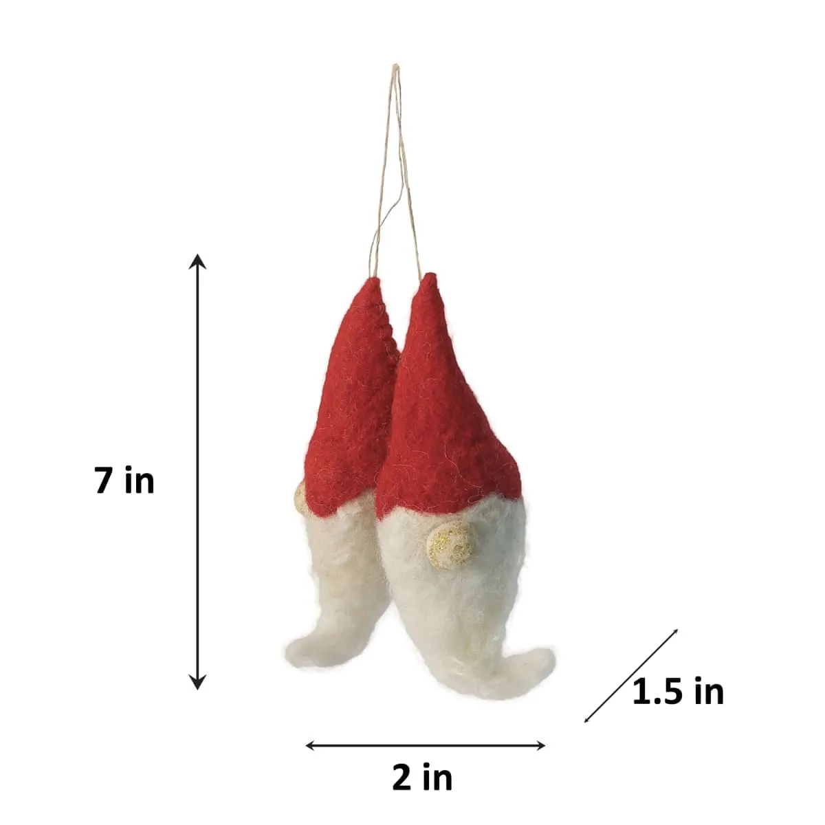 De Kulture Handmade Premium Wool Felt Santa Claus Eco Friendly Needle Felted Christmas Xmas Tree Decoration Stuffed Ornament for Home Office Party Holiday Décor, (Set of 2)