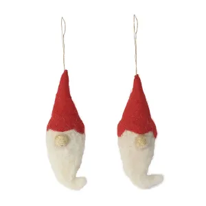 De Kulture Handmade Premium Wool Felt Santa Claus Eco Friendly Needle Felted Christmas Xmas Tree Decoration Stuffed Ornament for Home Office Party Holiday Décor, (Set of 2)