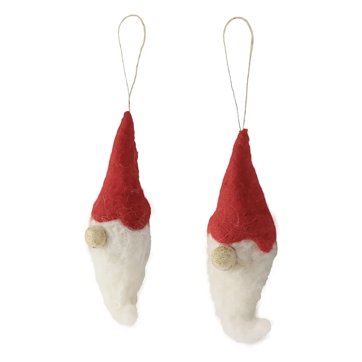 De Kulture Handmade Premium Wool Felt Santa Claus Eco Friendly Needle Felted Christmas Xmas Tree Decoration Stuffed Ornament for Home Office Party Holiday Décor, (Set of 2)