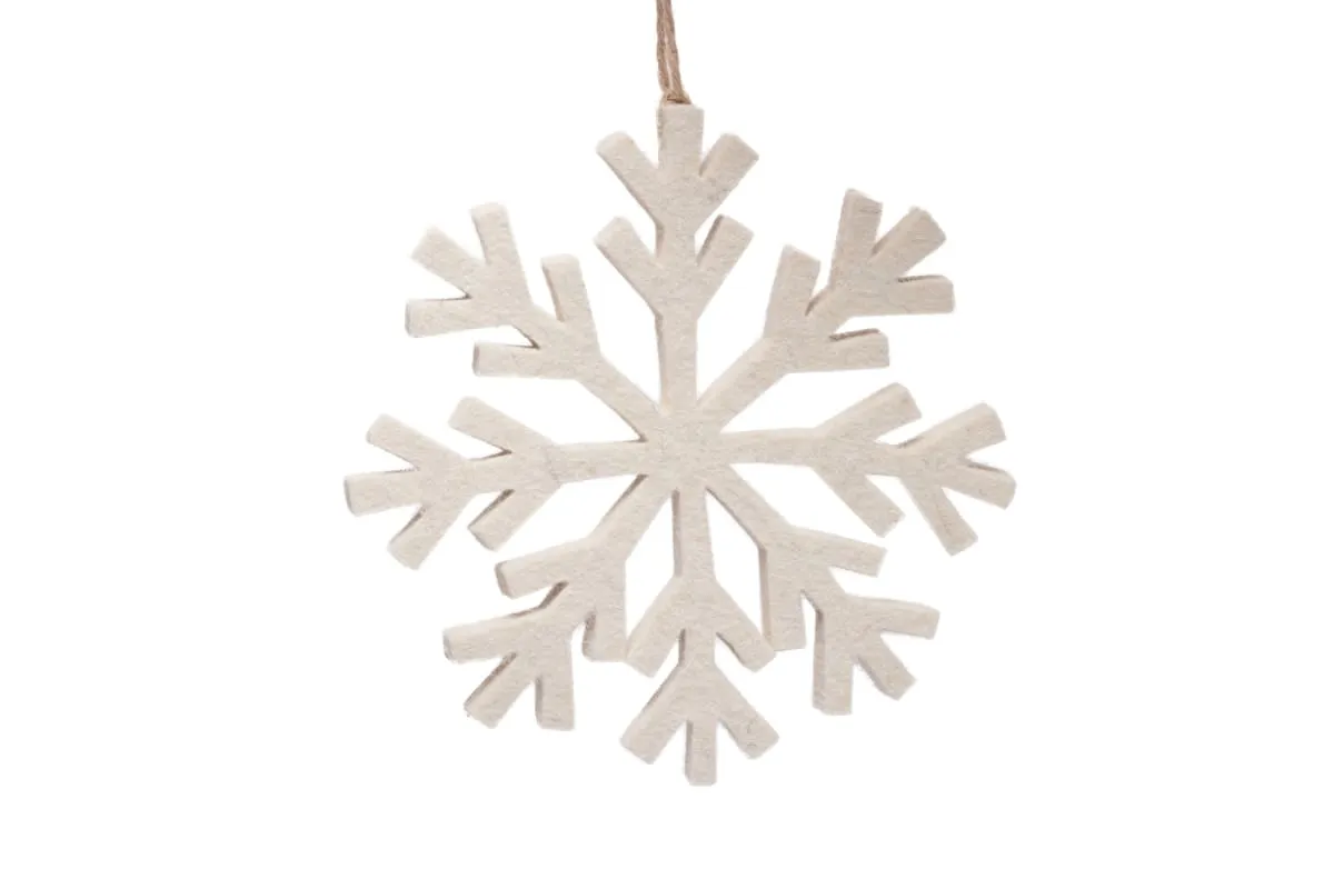 De Kulture Handmade Premium Wool Felt Snowflake Eco Friendly Needle Felted Christmas Xmas Tree Decoration Stuffed Ornament for Home Office Party Holiday Décor, (Set of 2)