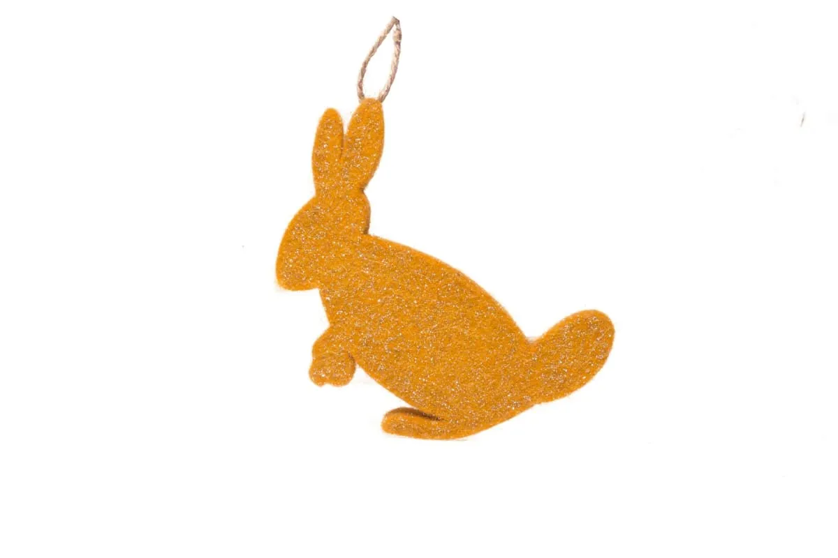 De Kulture Handmade Premium Wool Felt Hanging Bunny Eco Friendly Needle Felted Stuffed Easter Ornament Ideal for Home Office Party Decoration Holiday Décor,3.5x0.2x4.5 (LWH) Inches, Set of 2