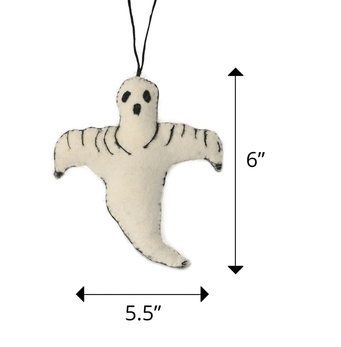 De Kulture Handmade Premium Wool Felt Hanging Ghost Eco Friendly Needle Felted Stuffed Halloween Ornament Ideal for Home Office Party Decoration Holiday Décor