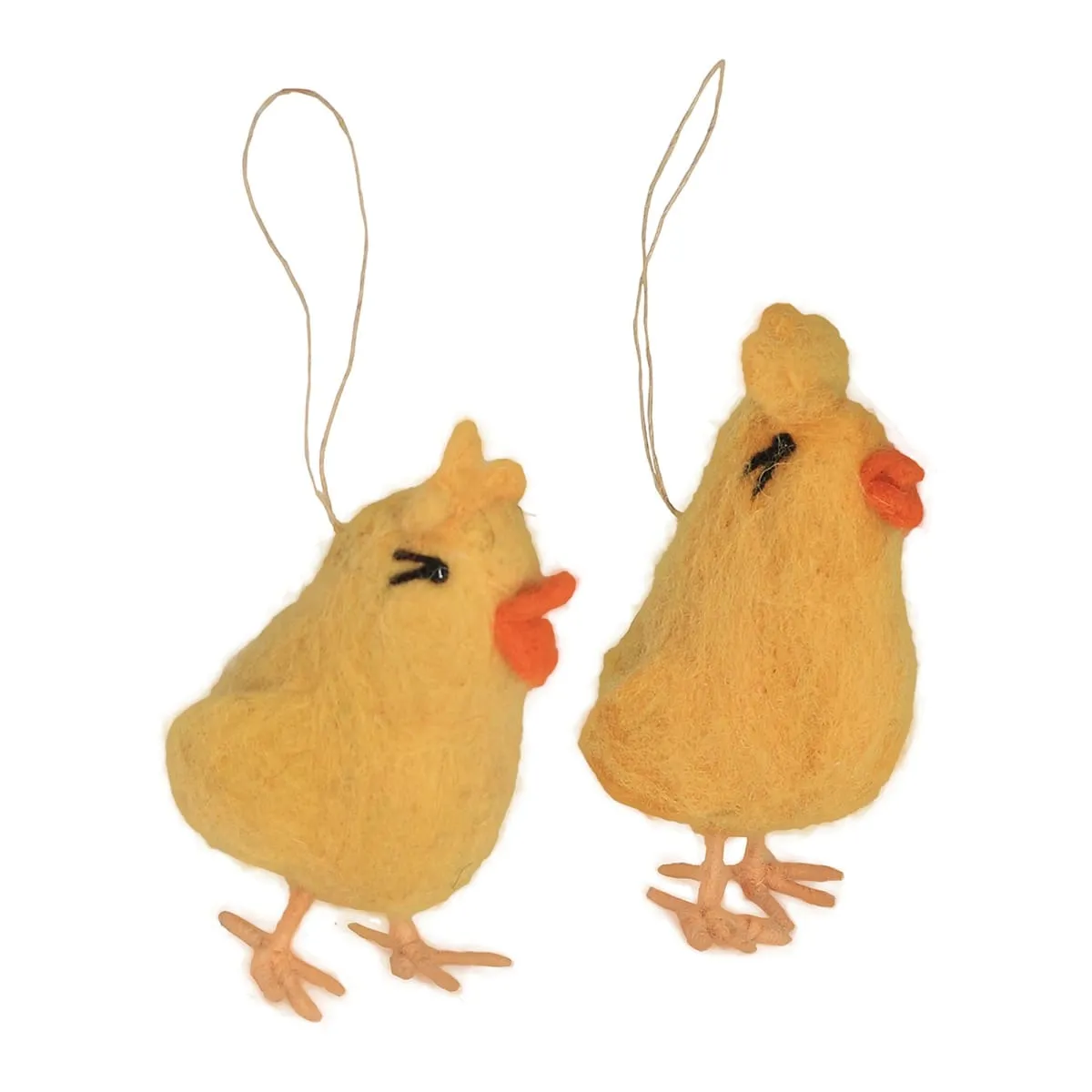 De Kulture Handmade Premium Wool Felt Hanging Yellow Chick Eco Friendly Needle Felted Stuffed Easter Ornament Ideal for Home Office Party Decoration Holiday Décor,3.5x2x4.5 (LWH) Inches