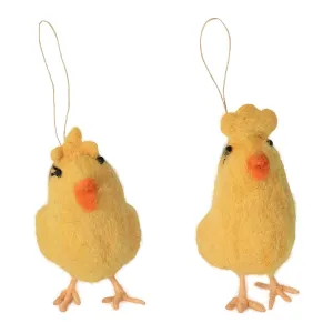 De Kulture Handmade Premium Wool Felt Hanging Yellow Chick Eco Friendly Needle Felted Stuffed Easter Ornament Ideal for Home Office Party Decoration Holiday Décor,3.5x2x4.5 (LWH) Inches