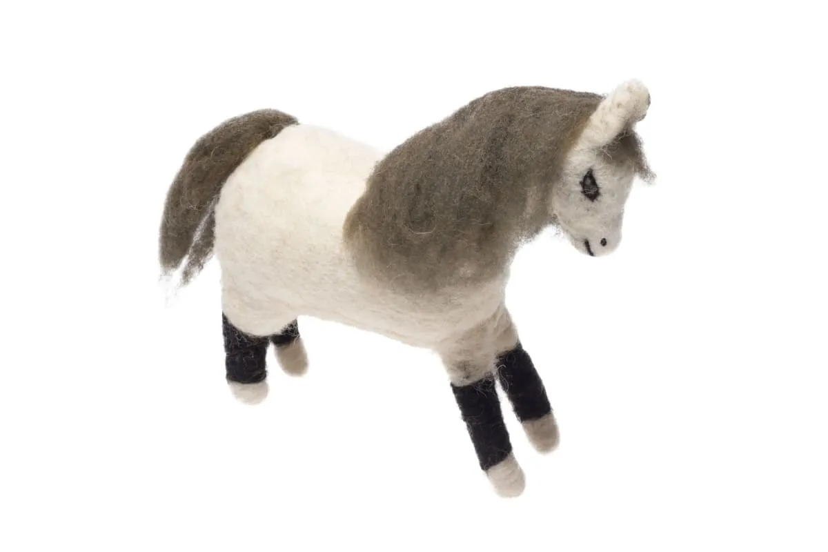 De Kulture Handmade Premium Wool Felt Horse Eco Friendly Needle Felted Ornament Stuffed Decorative Showpiece Ideal for Home Office Party Decoration Holiday Décor, 8x3x5 (LWH) Inches