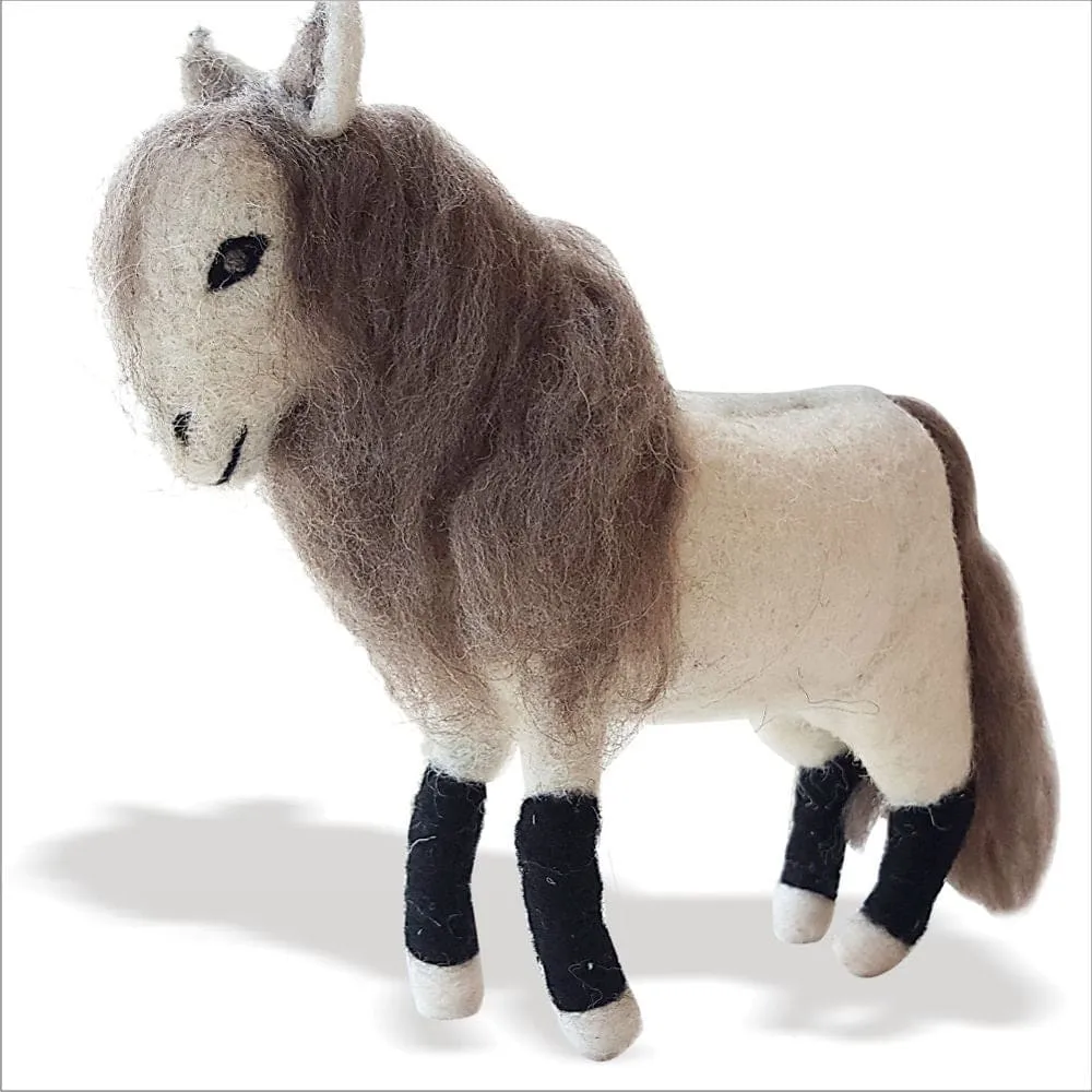 De Kulture Handmade Premium Wool Felt Horse Eco Friendly Needle Felted Ornament Stuffed Decorative Showpiece Ideal for Home Office Party Decoration Holiday Décor, 8x3x5 (LWH) Inches