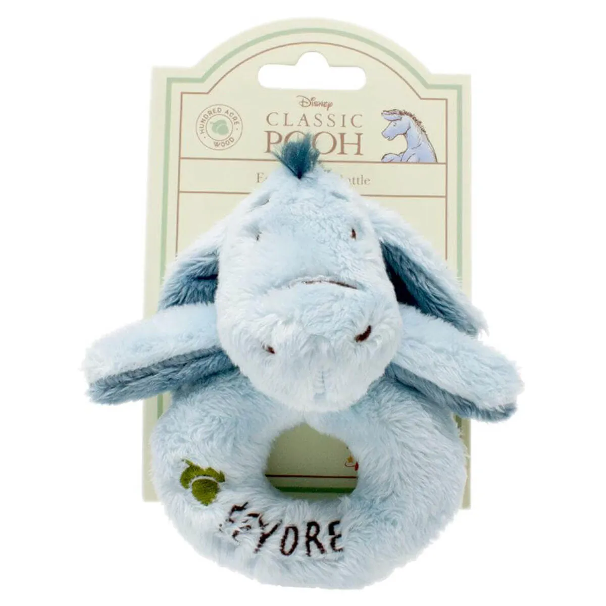 Disney Classic Pooh Hundred Acre Wood Eeyore Ring Rattle Soft Toy