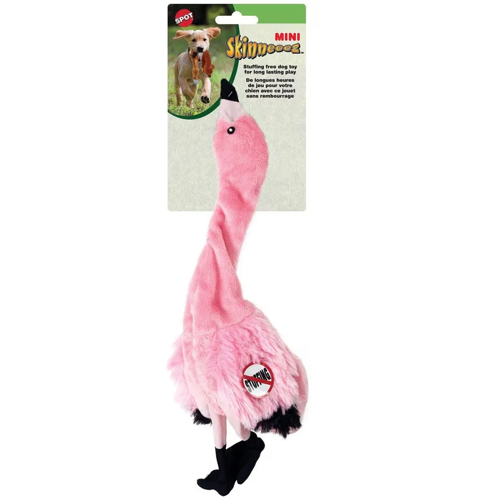 Ethical Pet Skinneeez Exotic Series Pink Flamingo Stuffing-Free Plush Dog Toy