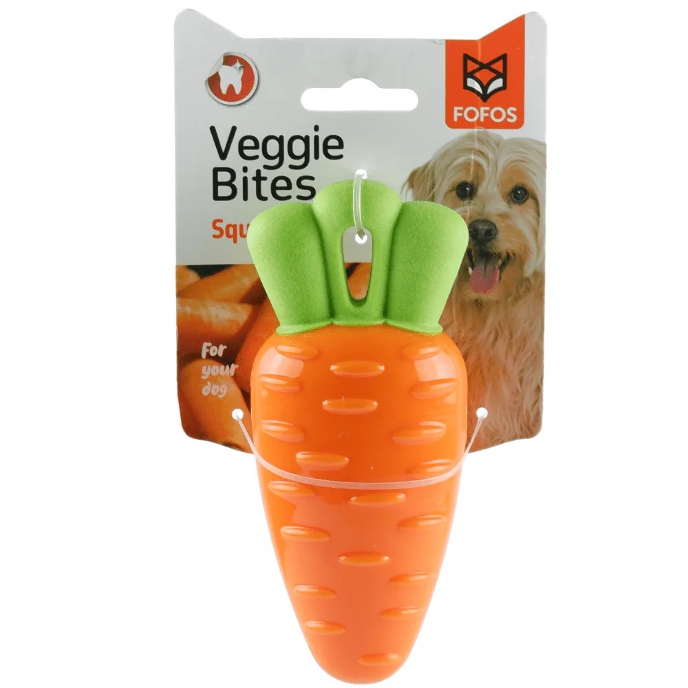 Fofos Vegi Bites Carrot Squeaky and Trixie Be Nordic Rope with Woven in Ball Toy for Dogs Combo