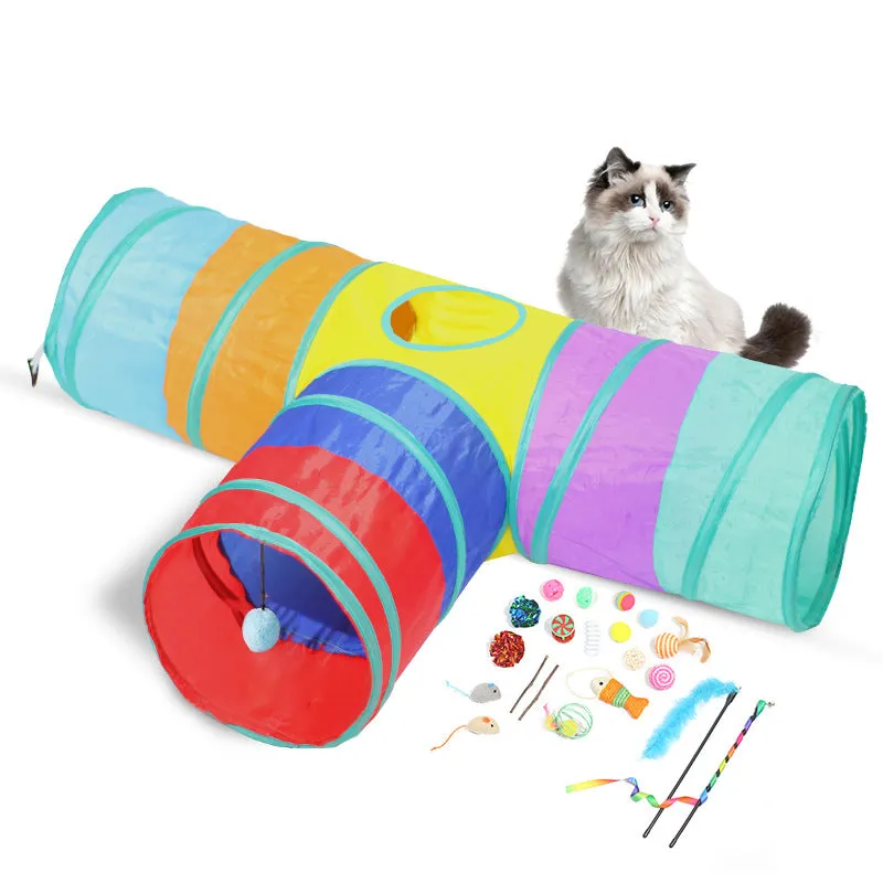 Foldable Cat Tunnel for Entertaining Felines