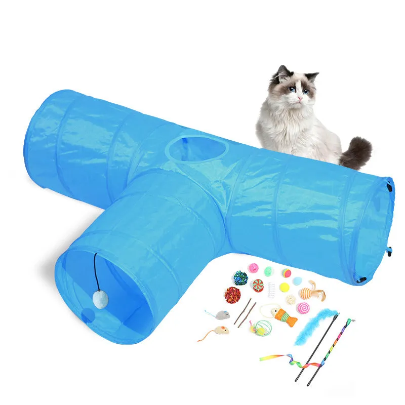 Foldable Cat Tunnel for Entertaining Felines