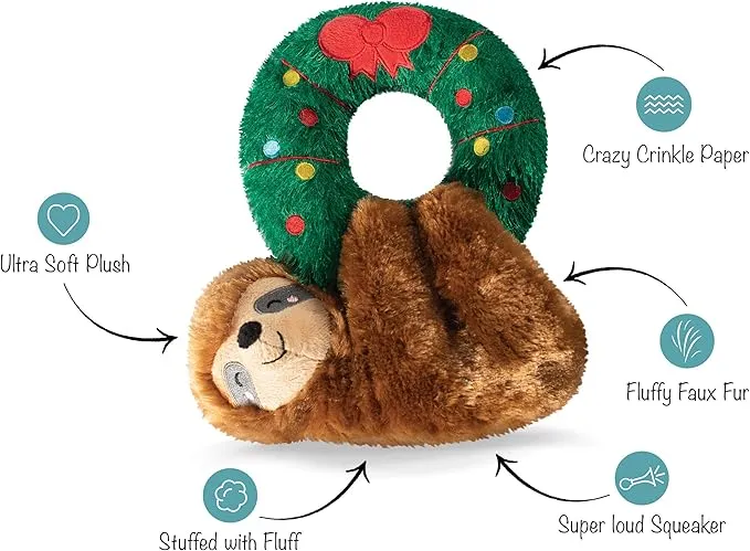 Fringe Dog Toy Holiday Holly Jolly Slothmas