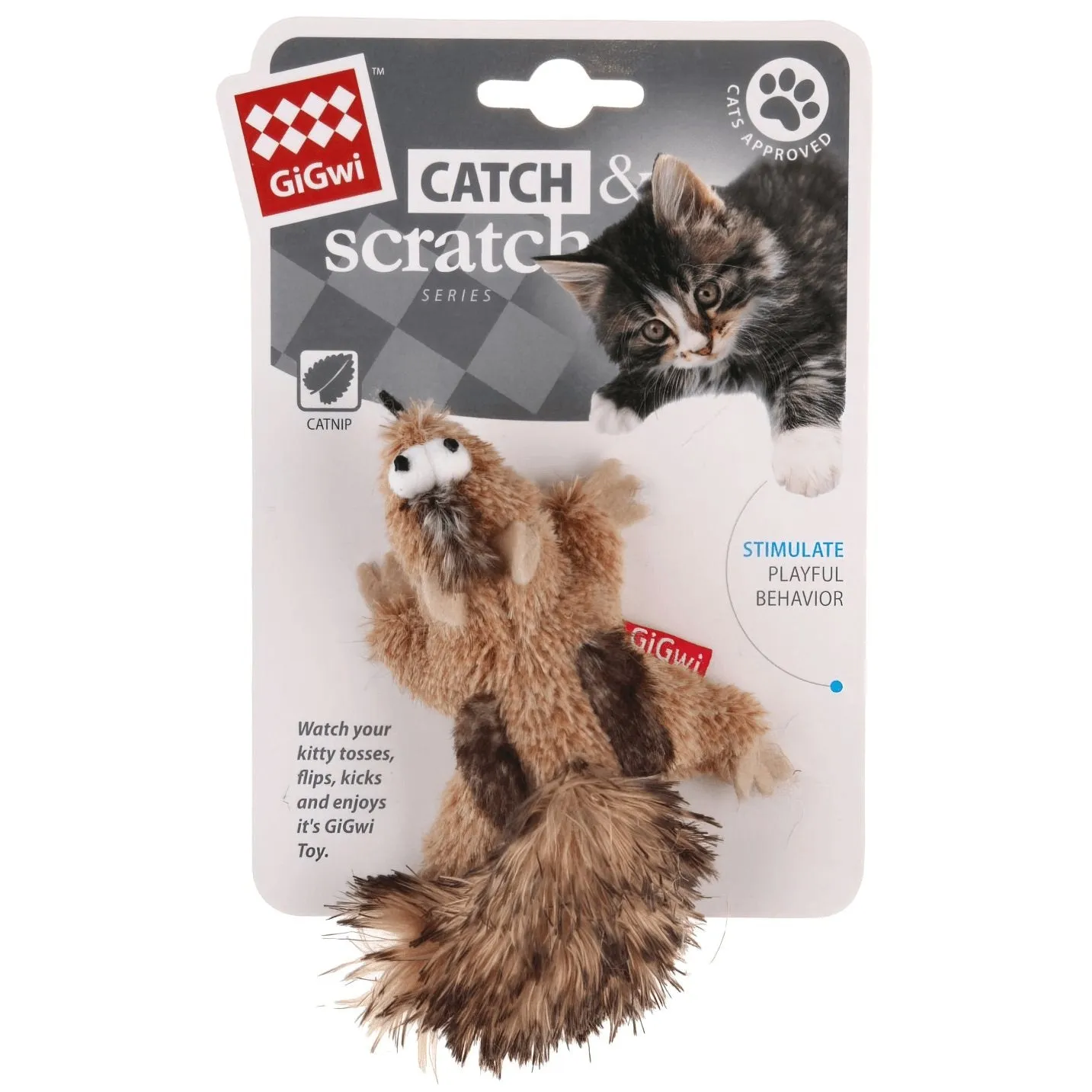 GiGwi Catch & Scratch Catnip Cat Toy - Chipmunk