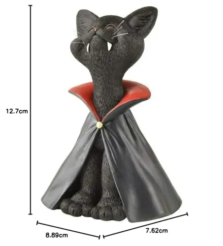 JFSM INC. Whimsical Happy Cat Vampire Dracula Figurine Halloween Decoration Collectible - Happy Cat Collection - Halloween Decor, Cat Lover Gifts for Women, Cat Lover Gifts for Men, Cute Cat Gifts