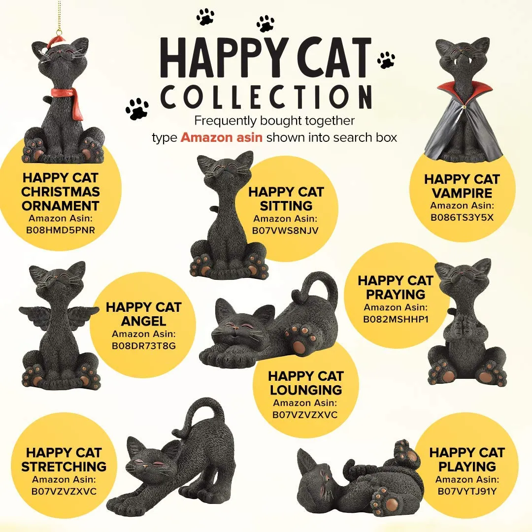 JFSM INC. Whimsical Happy Cat Vampire Dracula Figurine Halloween Decoration Collectible - Happy Cat Collection - Halloween Decor, Cat Lover Gifts for Women, Cat Lover Gifts for Men, Cute Cat Gifts