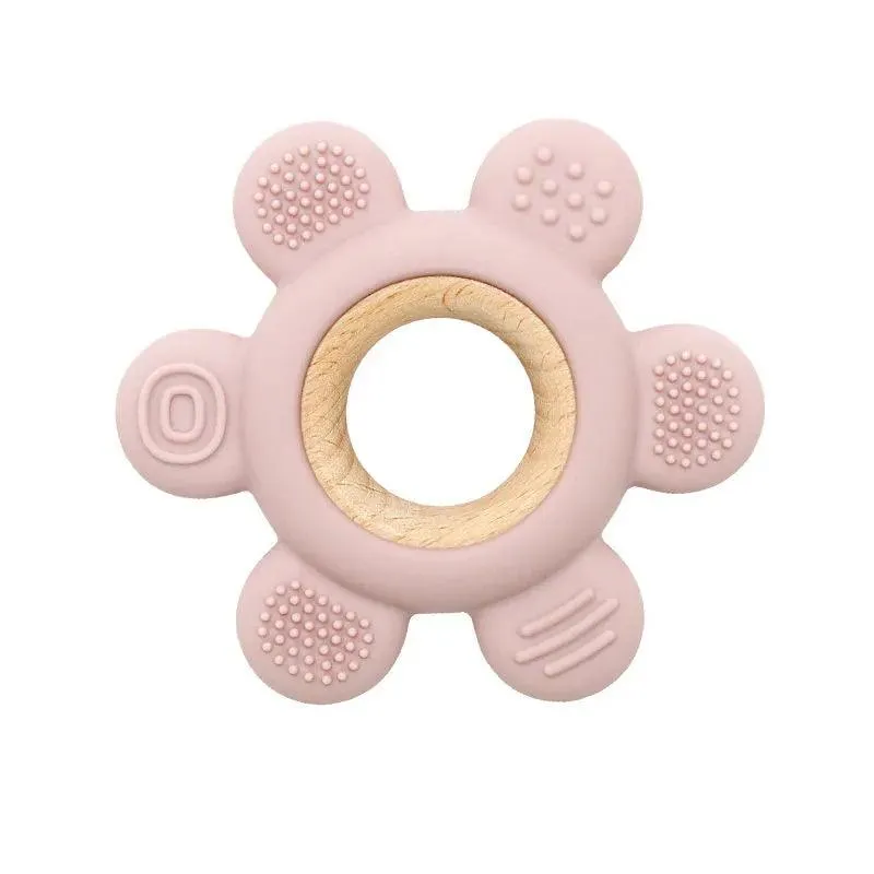 Kid-Proof Silicone & Wood Natural Teether Ring