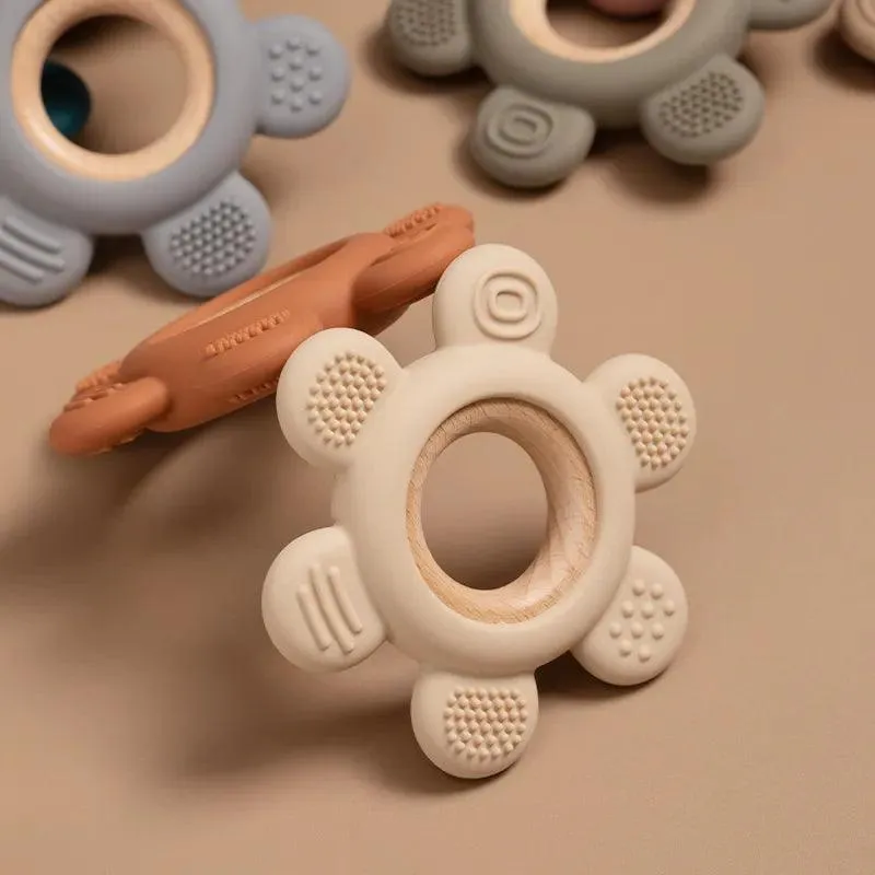 Kid-Proof Silicone & Wood Natural Teether Ring