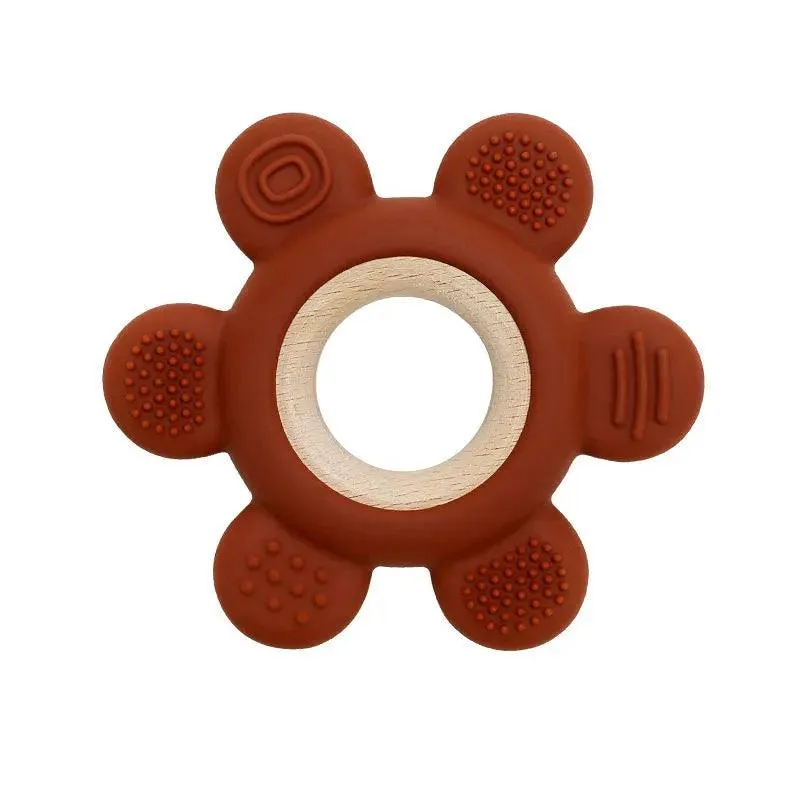 Kid-Proof Silicone & Wood Natural Teether Ring