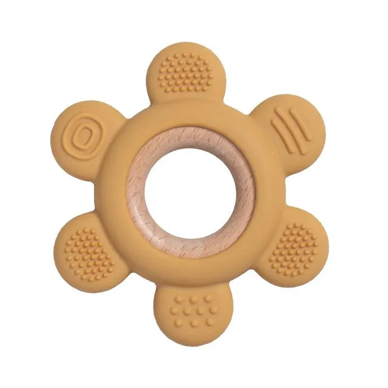 Kid-Proof Silicone & Wood Natural Teether Ring