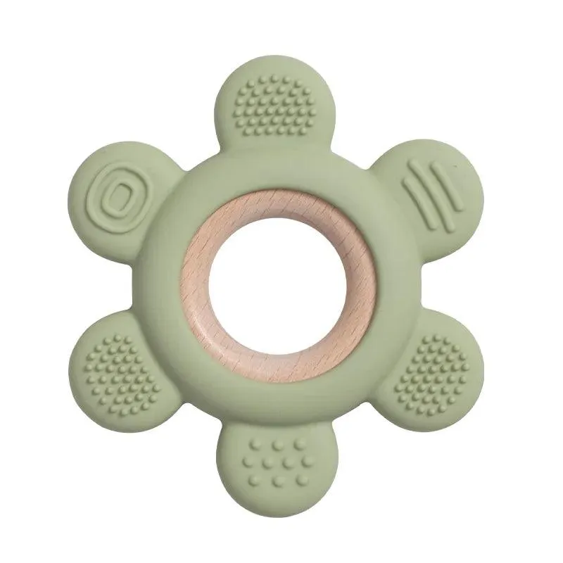 Kid-Proof Silicone & Wood Natural Teether Ring