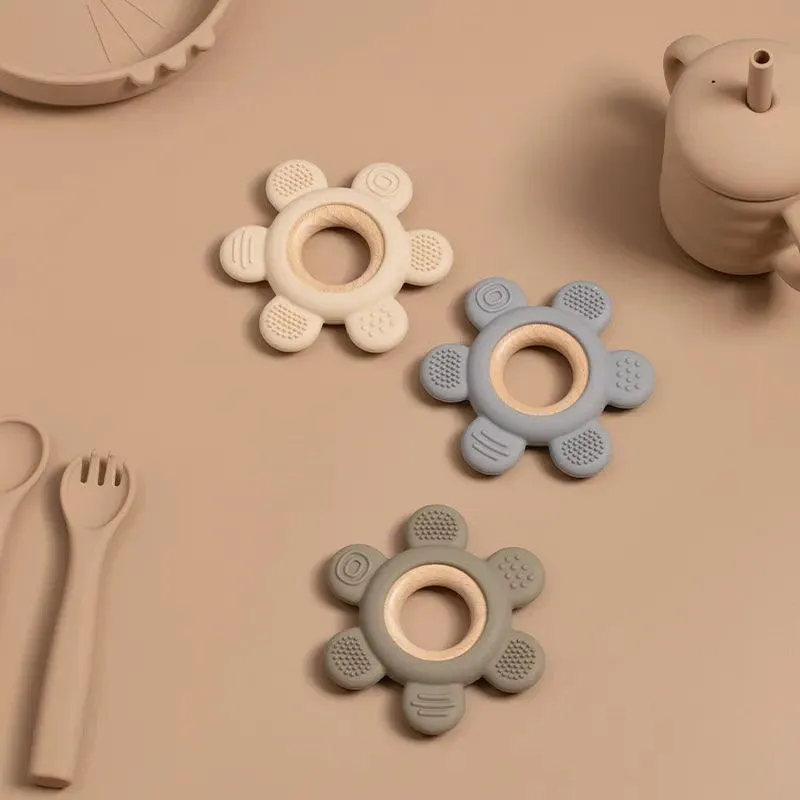 Kid-Proof Silicone & Wood Natural Teether Ring