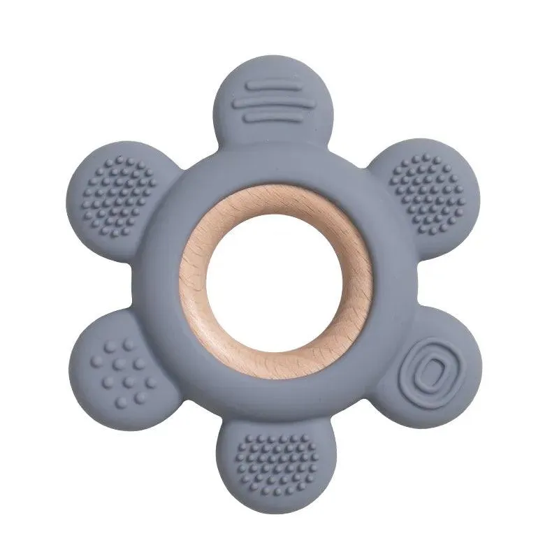 Kid-Proof Silicone & Wood Natural Teether Ring