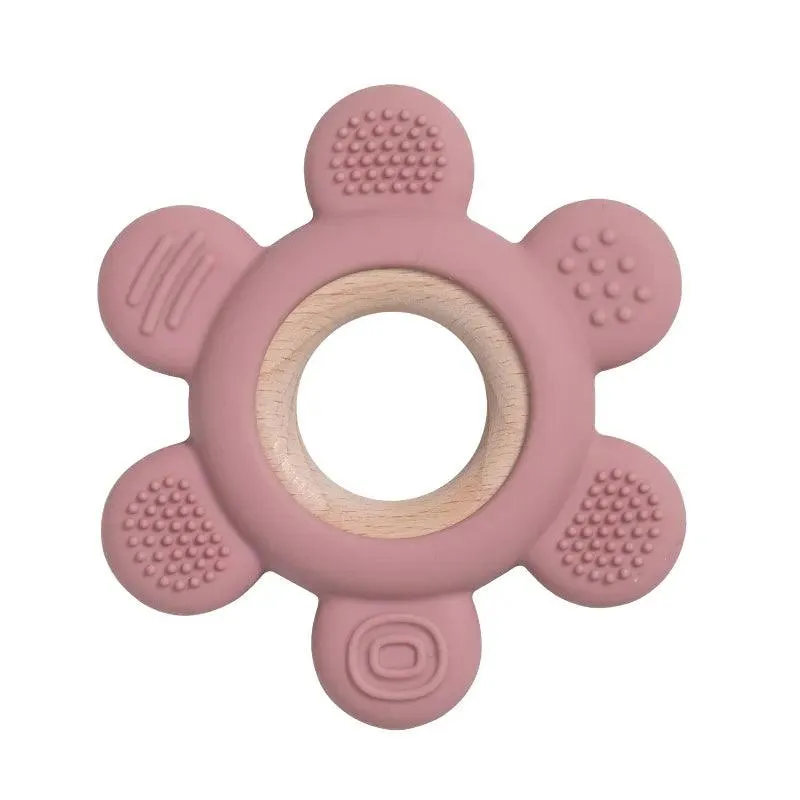 Kid-Proof Silicone & Wood Natural Teether Ring