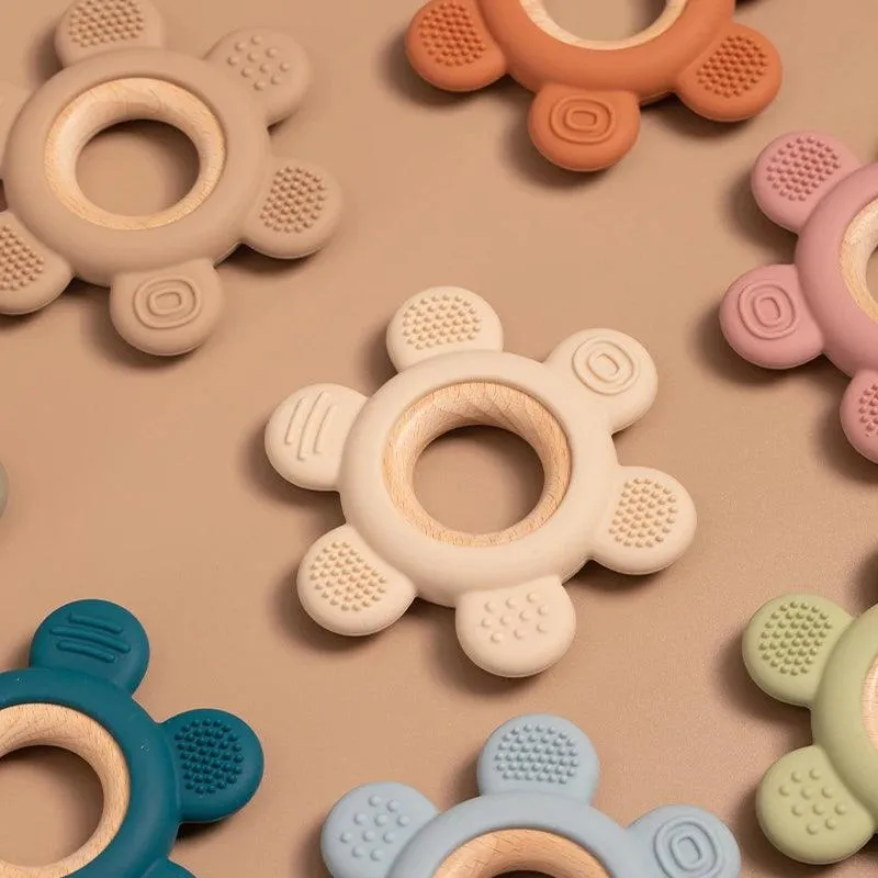 Kid-Proof Silicone & Wood Natural Teether Ring