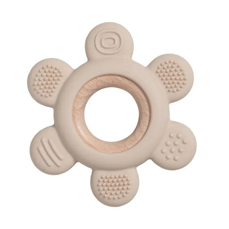 Kid-Proof Silicone & Wood Natural Teether Ring