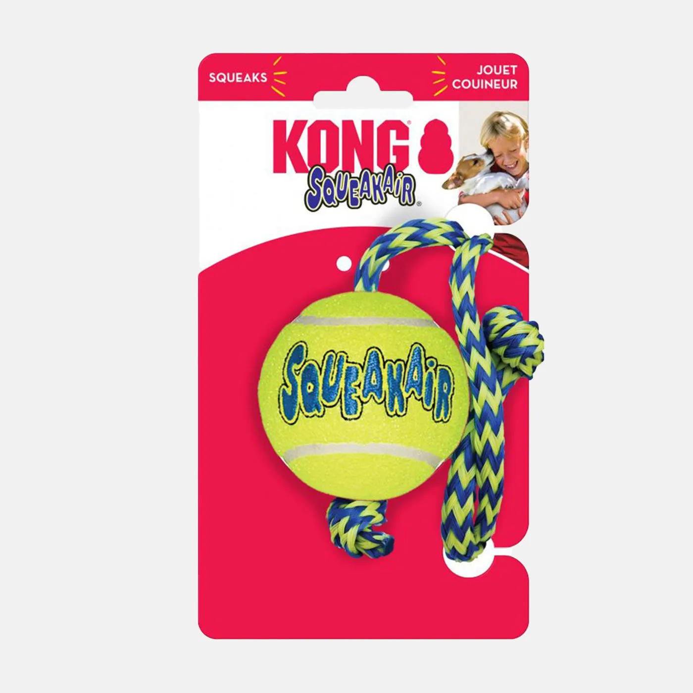 KONG SqueakAir Tennis Ball With Rope