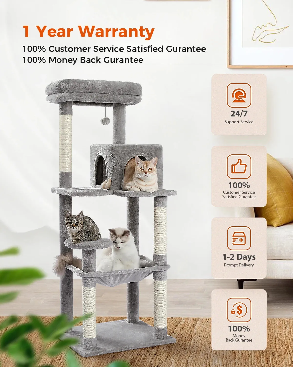 Multi-Level Cat Tree with Condo and Scratching Posts