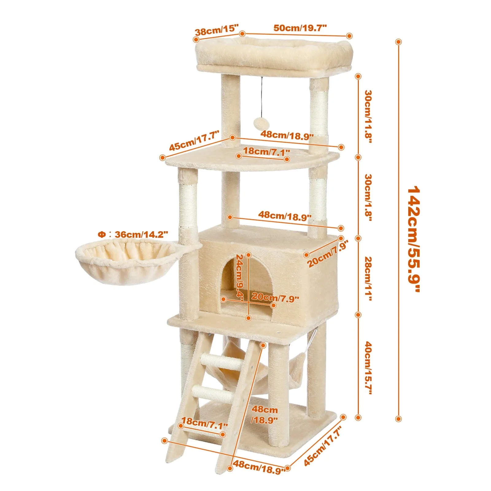 Multi-Level Cat Tree with Condo and Scratching Posts