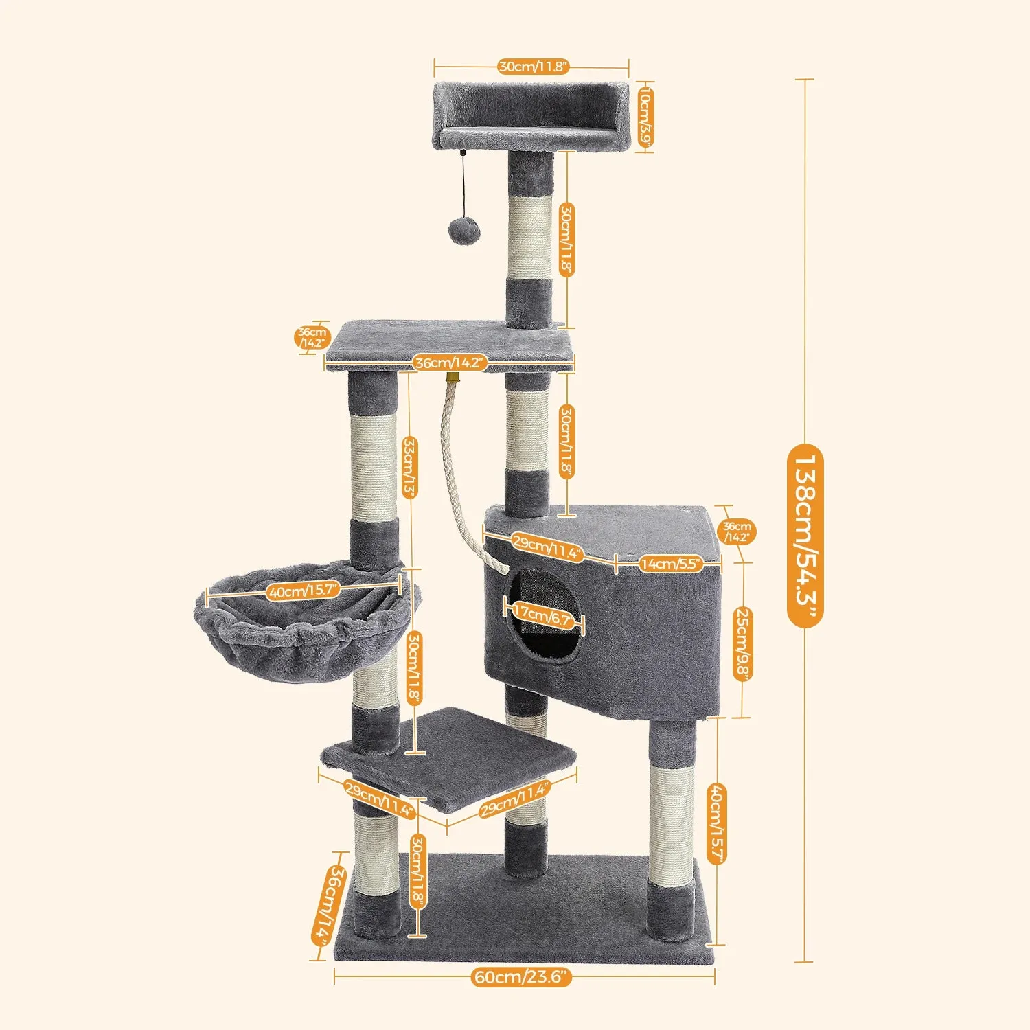 Multi-Level Cat Tree with Condo and Scratching Posts