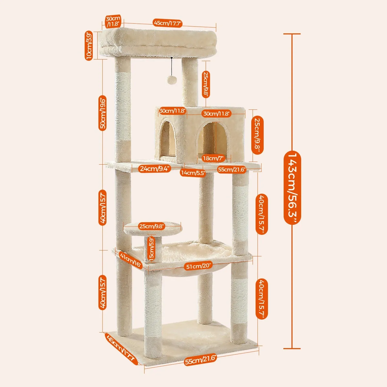 Multi-Level Cat Tree with Condo and Scratching Posts