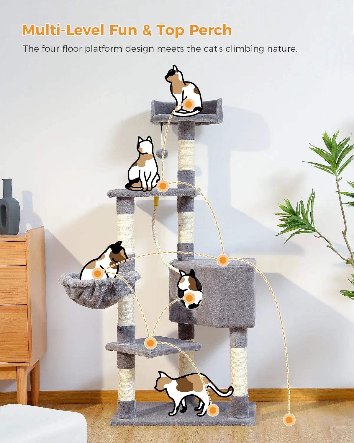 Multi-Level Cat Tree with Condo and Scratching Posts