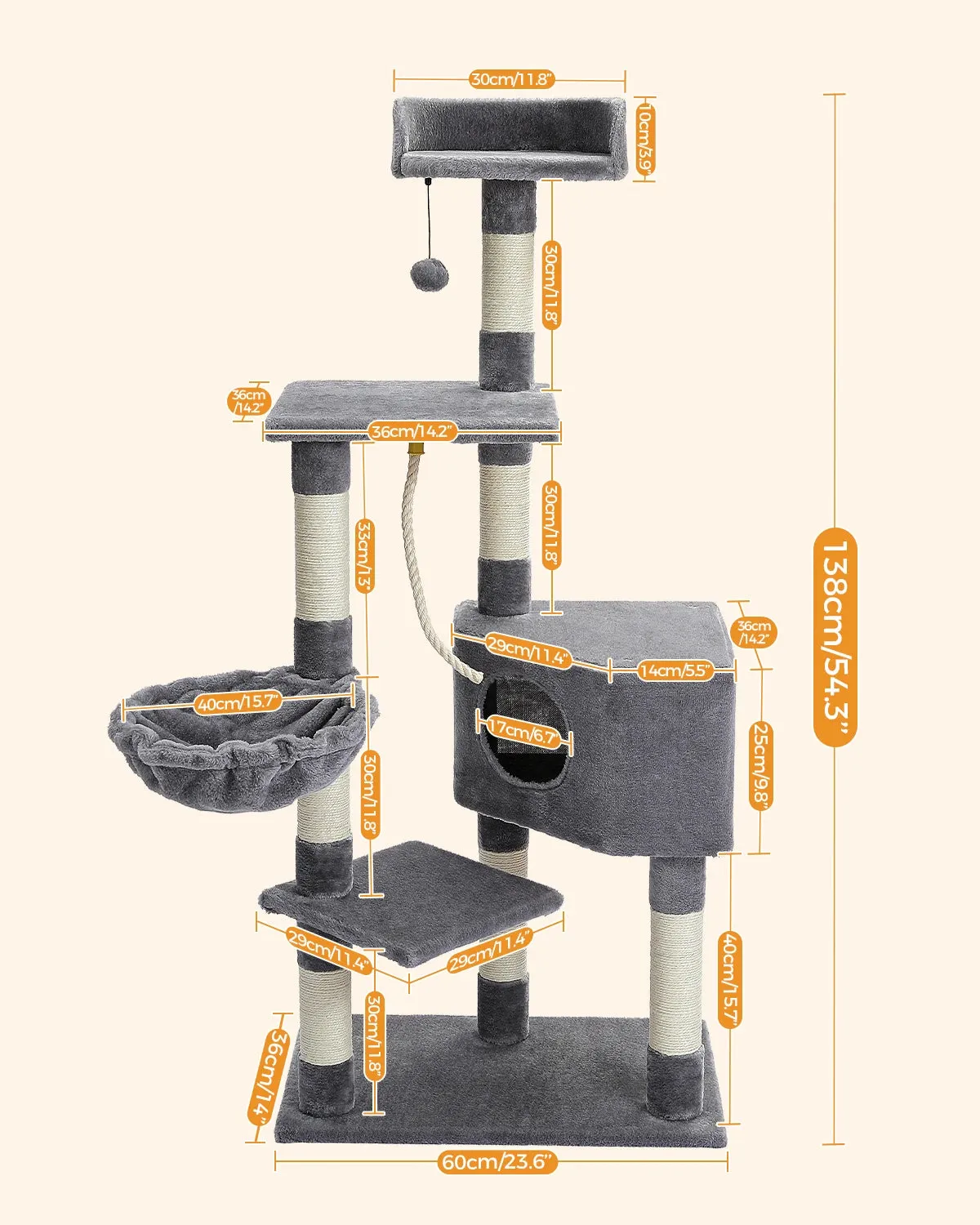 Multi-Level Cat Tree with Condo and Scratching Posts