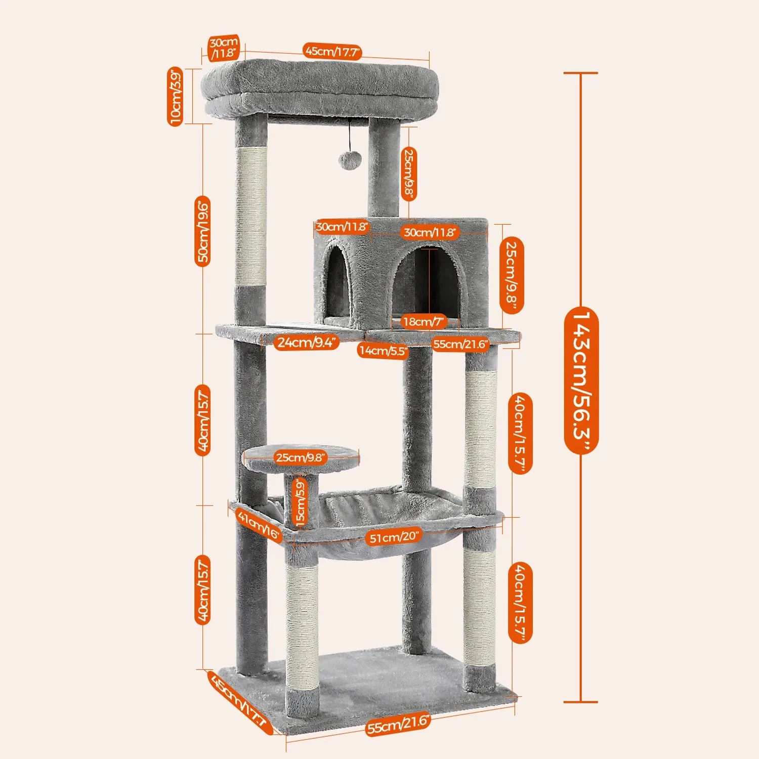 Multi-Level Cat Tree with Condo and Scratching Posts