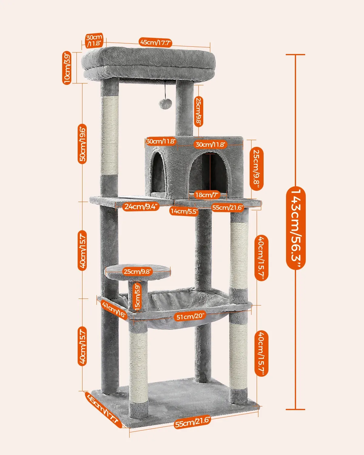 Multi-Level Cat Tree with Condo and Scratching Posts