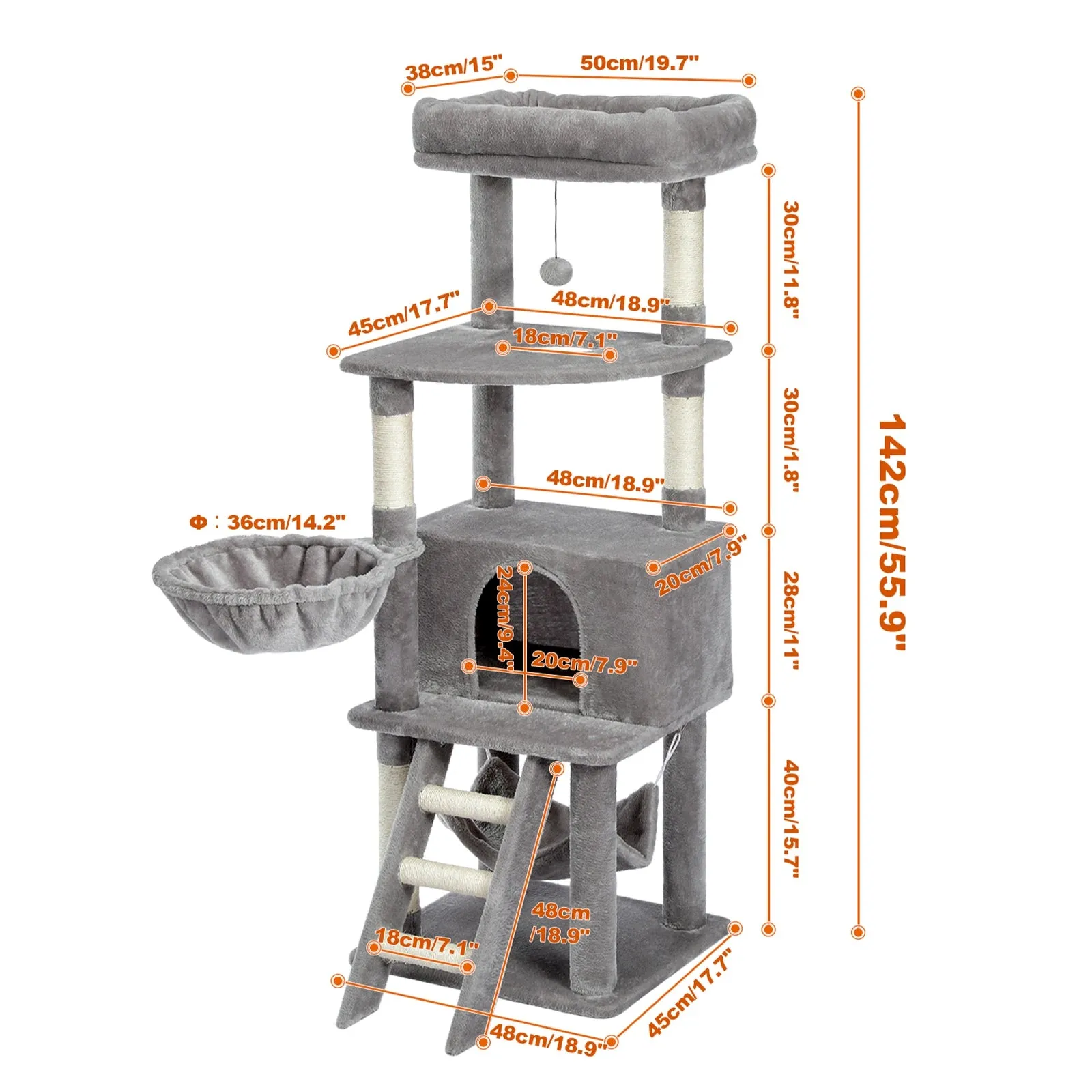 Multi-Level Cat Tree with Condo and Scratching Posts