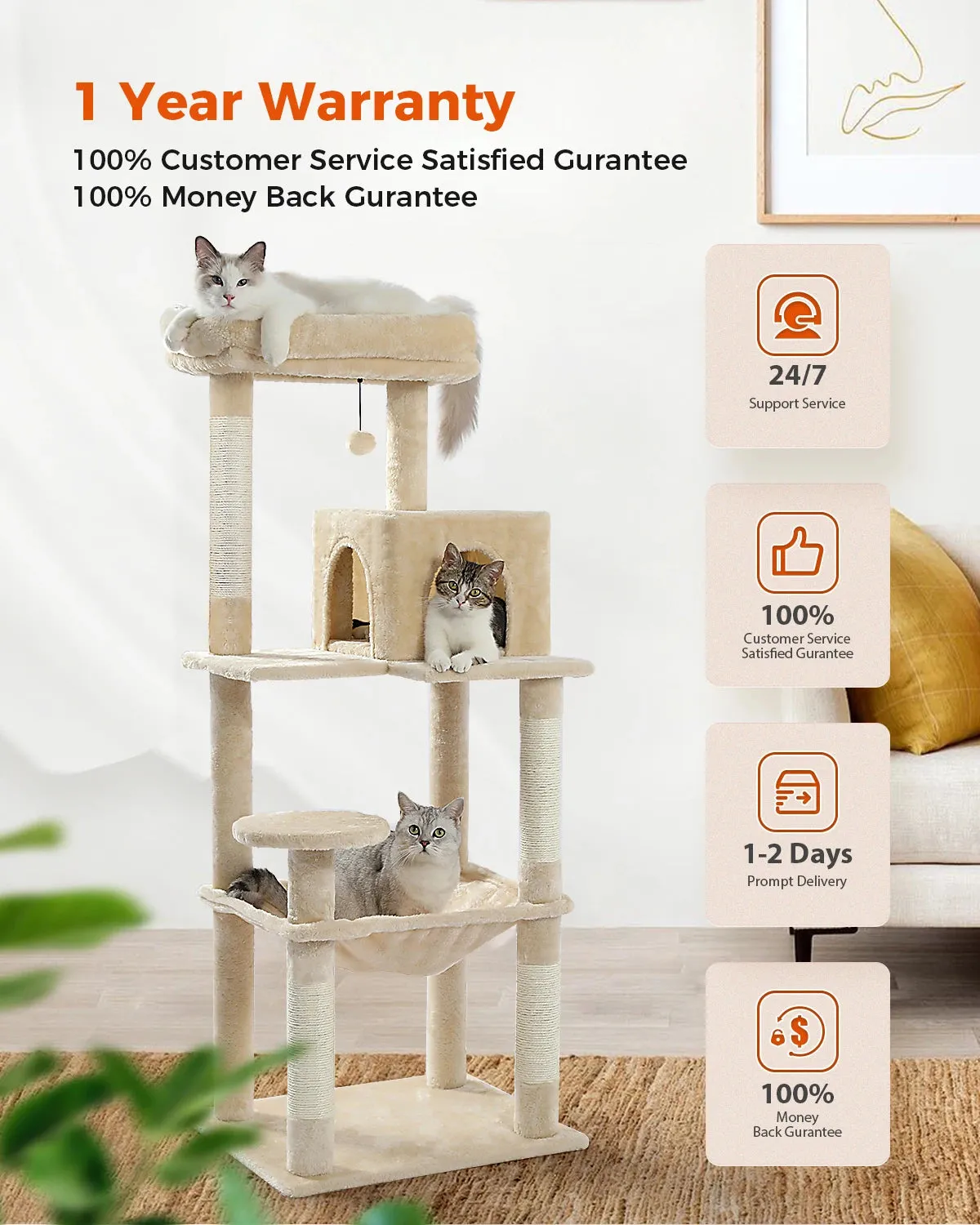 Multi-Level Cat Tree with Condo and Scratching Posts